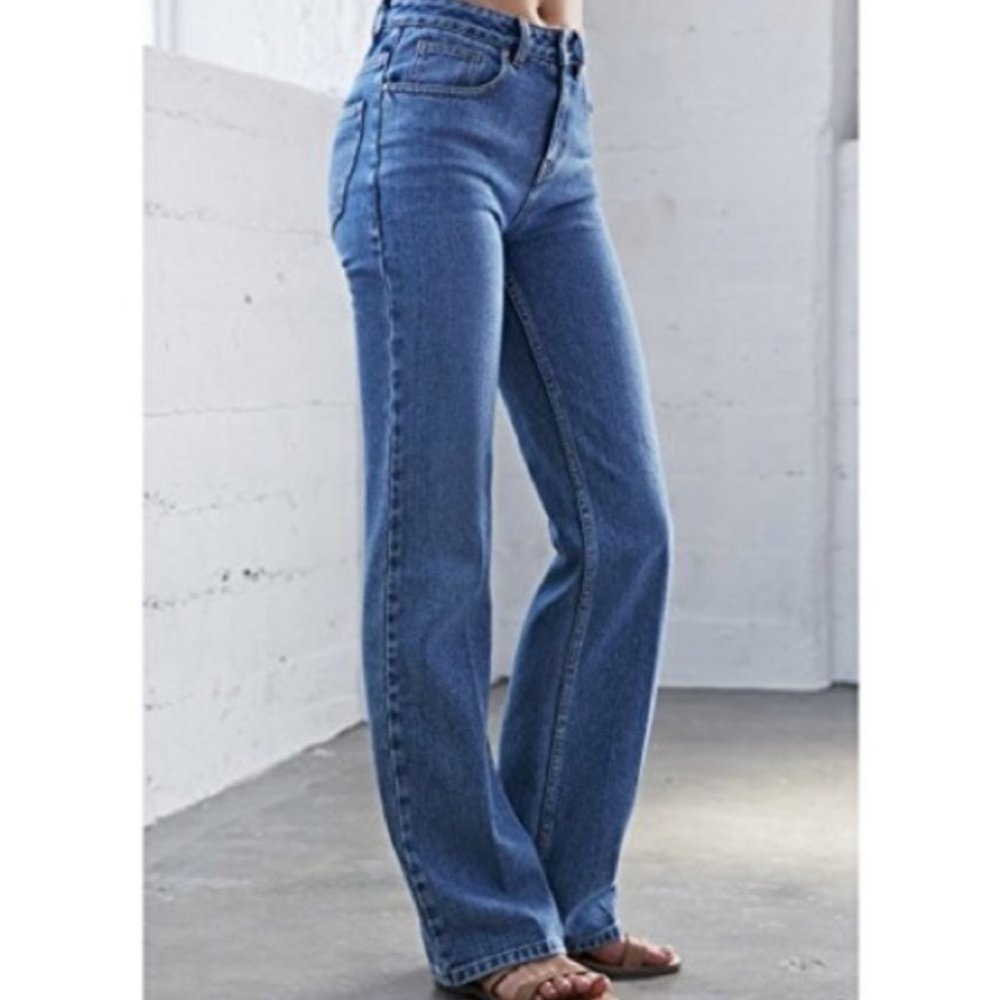 Bullhead 27 Vintage Relaxed Wide Leg Jeans Straight Leg Medium Blue High Rise